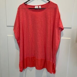 Chicos Coral Orange Modal Cotton Blend‎ Tunic Top Women's Size 3. skx Tee